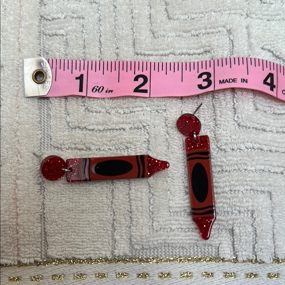 Red Crayon-Inspired Earrings - Picture 4 of 5